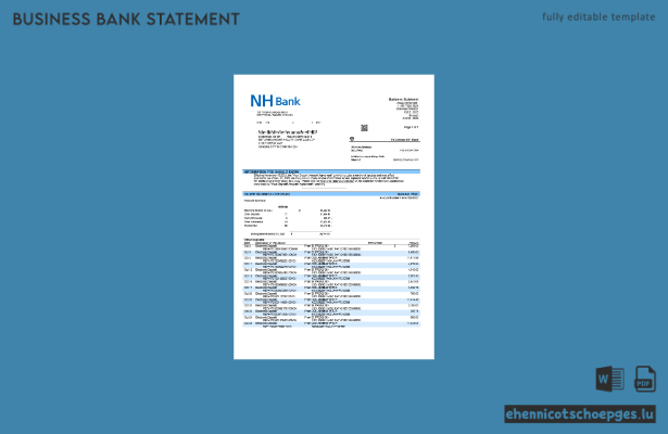 Beispielvorschau eines Firmenkontoauszugs der NH Bank (Word und PDF)